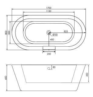 Акриловая ванна ABBER AB9213C 170x80